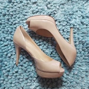 Nine west nude opened toes platform heels